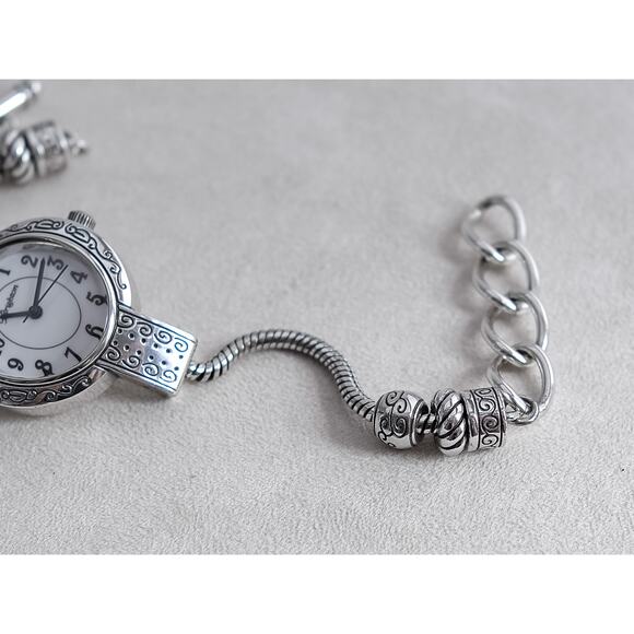 Brighton Vintage Tustin Charm Watch Silver Plated Toggle Clasp 7-8.5" Works - Picture 3 of 5